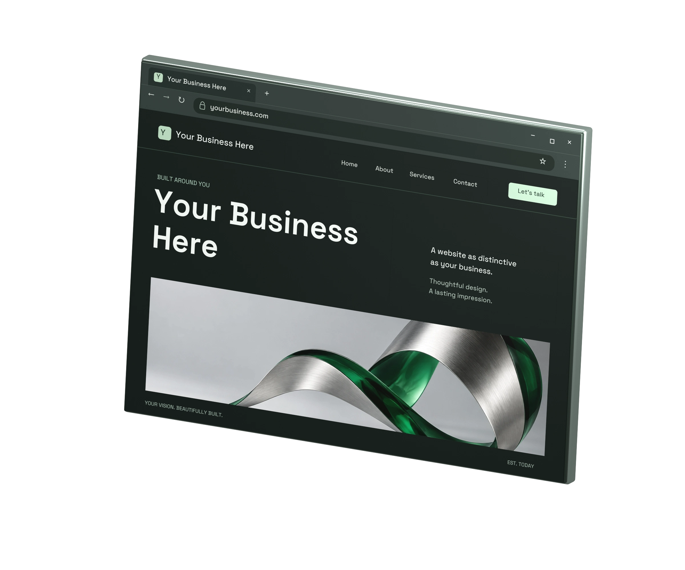 Completed Your Business Here website interface assembled inside a browser